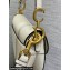 Dior Mini Saddle Bag with Strap in Grained Calfskin White 2023