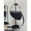 Dior Mini Saddle Bag with Strap in Grained Calfskin Black 2023