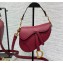 Dior Mini Saddle Bag with Strap in Grained Calfskin Red 2023