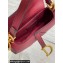 Dior Mini Saddle Bag with Strap in Grained Calfskin Red 2023