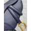 Dior Mini Saddle Bag with Strap in Grained Calfskin Navy Blue 2023