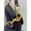Dior Mini Saddle Bag with Strap in Grained Calfskin Navy Blue 2023