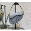 Dior Mini Saddle Bag with Strap in Grained Calfskin Gray 2023