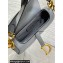 Dior Mini Saddle Bag with Strap in Grained Calfskin Gray 2023