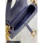 Dior Saddle Bag with Strap in Grained Calfskin Navy Blue 2023