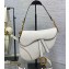 Dior Saddle Bag with Strap in Grained Calfskin White 2023