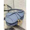 Dior Saddle Bag with Strap in Grained Calfskin Denim Blue 2023