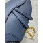 Dior Saddle Bag with Strap in Grained Calfskin Blue 2023