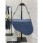 Dior Saddle Bag with Strap in Grained Calfskin Blue 2023