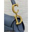 Dior Saddle Bag with Strap in Grained Calfskin Blue 2023