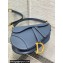 Dior Saddle Bag with Strap in Grained Calfskin Blue 2023
