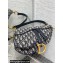 Dior Saddle Bag with Strap in Blue Oblique Jacquard 2023