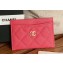 Chanel Classic Card Holder AP0213 in Grained Calfskin Coral Pink