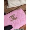 Chanel Gold-Tone Cutout CC Logo Flap Card Holder AP3187 in Grained Calfskin Pink