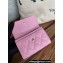Chanel Gold-Tone Cutout CC Logo Flap Card Holder AP3187 in Grained Calfskin Pink