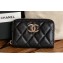 Chanel Gold-Tone Cutout CC Logo Zip Card Holder AP3185 in Grained Calfskin Black