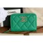 Chanel Gold-Tone Cutout CC Logo Zip Card Holder AP3185 in Grained Calfskin Green