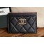 Chanel Gold-Tone Cutout CC Logo Card Holder AP3188 in Grained Calfskin Black