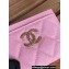 Chanel Gold-Tone Cutout CC Logo Card Holder AP3188 in Grained Calfskin Pink