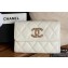 Chanel Gold-Tone Metal Logo Flap Card Holder AP3047 in Grained Calfskin White
