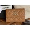 Chanel Gold-Tone Metal Logo Flap Card Holder AP3047 in Grained Calfskin Brown