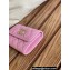 Chanel Gold-Tone Metal Logo Flap Card Holder AP3047 in Grained Calfskin Pink
