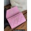 Chanel Gold-Tone Metal Logo Flap Card Holder AP3047 in Grained Calfskin Pink