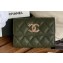 Chanel Gold-Tone Metal Logo Flap Card Holder AP3047 in Grained Calfskin Green
