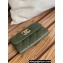 Chanel Gold-Tone Metal Logo Flap Card Holder AP3047 in Grained Calfskin Green
