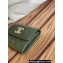 Chanel Gold-Tone Metal Logo Flap Card Holder AP3047 in Grained Calfskin Green