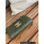 Chanel Gold-Tone Metal Logo Flap Card Holder AP3047 in Grained Calfskin Green