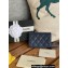 Chanel Gold-Tone Metal Logo Flap Card Holder AP3047 in Grained Calfskin Blue