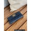 Chanel Gold-Tone Metal Logo Flap Card Holder AP3047 in Grained Calfskin Blue