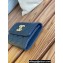 Chanel Gold-Tone Metal Logo Flap Card Holder AP3047 in Grained Calfskin Blue