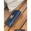 Chanel Gold-Tone Metal Logo Flap Card Holder AP3047 in Grained Calfskin Blue