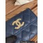 Chanel Gold-Tone Metal Logo Flap Card Holder AP3047 in Grained Calfskin Blue