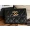 Chanel Gold-Tone Metal Logo Flap Card Holder AP3047 in Grained Calfskin Black