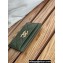 Chanel Gold-Tone Metal Logo Card Holder AP3048 in Grained Calfskin Green