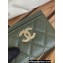 Chanel Gold-Tone Metal Logo Card Holder AP3048 in Grained Calfskin Green
