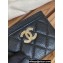 Chanel Gold-Tone Metal Logo Card Holder AP3048 in Grained Calfskin Black