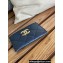 Chanel Gold-Tone Metal Logo Card Holder AP3048 in Grained Calfskin Blue