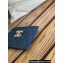 Chanel Gold-Tone Metal Logo Card Holder AP3048 in Grained Calfskin Blue