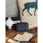 Chanel Gold-Tone Metal Logo Zip Card Holder AP3045 in Grained Calfskin Blue