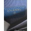 Chanel Gold-Tone Metal Logo Zip Card Holder AP3045 in Grained Calfskin Blue