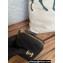 Chanel Gold-Tone Metal Logo Zip Card Holder AP3045 in Grained Calfskin Black