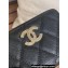 Chanel Gold-Tone Metal Logo Zip Card Holder AP3045 in Grained Calfskin Black