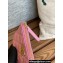 Chanel Gold-Tone Metal Logo Zip Card Holder AP3049 in Grained Calfskin Pink