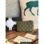 Chanel Gold-Tone Metal Logo Zip Card Holder AP3049 in Grained Calfskin Green