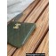 Chanel Gold-Tone Metal Logo Zip Card Holder AP3049 in Grained Calfskin Green