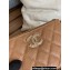 Chanel Gold-Tone Metal Logo Zip Card Holder AP3049 in Grained Calfskin Brown